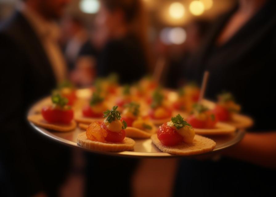 Servicio de catering para cóctel con canapés