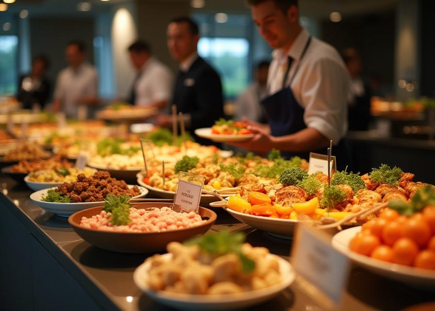 Servicio de catering buffet para evento corporativo