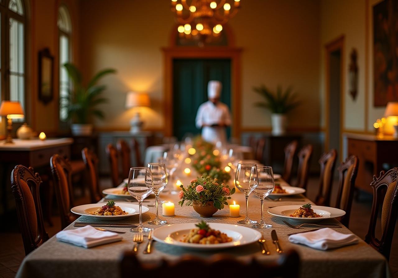 Cena privada con chef en mansión colonial de lujo