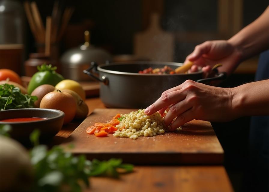 Preparación de receta tradicional en cocina casera